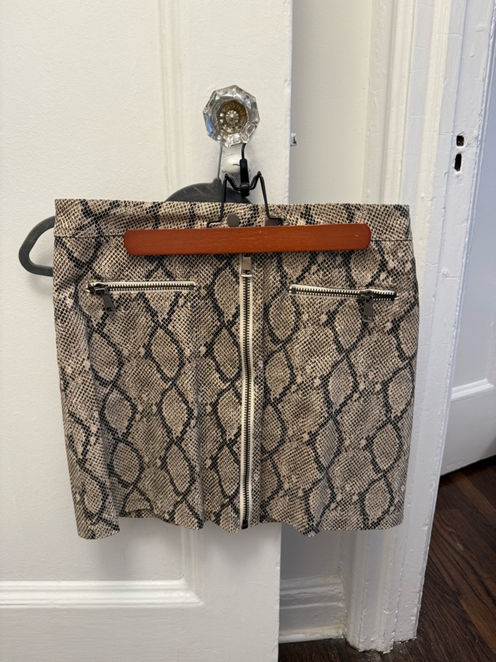 Snake Print Zipper Mini Skirt